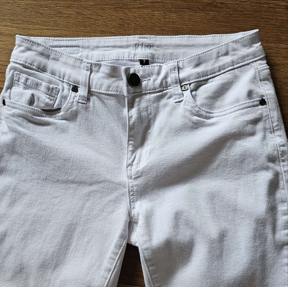 Kut from the Kloth Crop Skinny White Size 2 Stretch Jeans 27" Waist X 20" Inseam - Picture 3 of 15